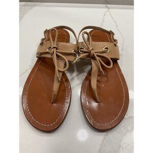 Kate Spade Carolina Thong Sandal Tan Leather Straps Bow Size 10